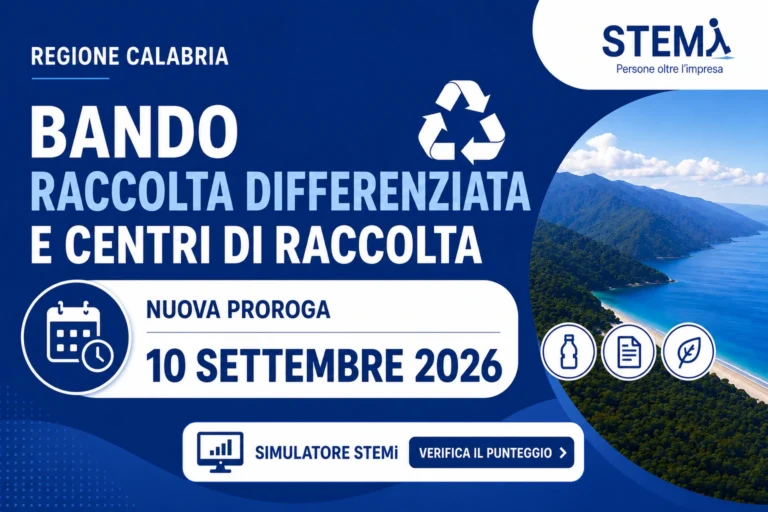 Bando Regione Calabria: proroga al 10 settembre 2026 per i Comuni sulla raccolta differenziata
