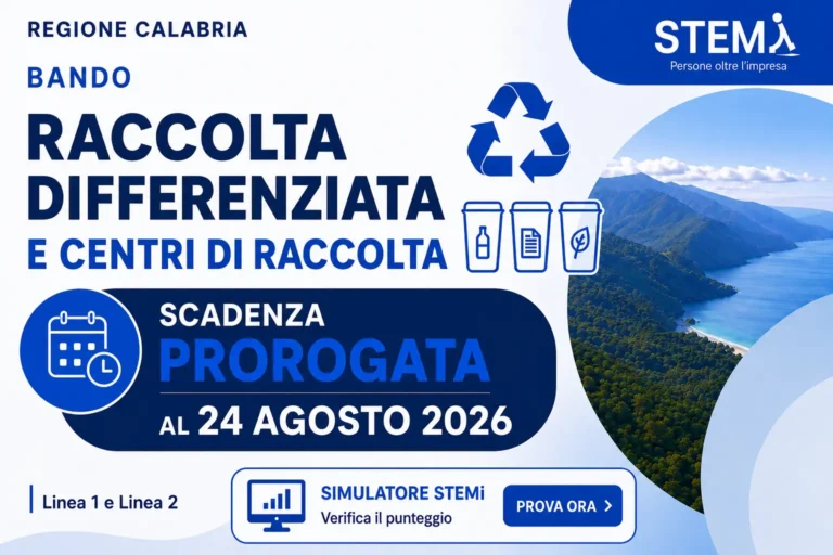 Bando Regione Calabria Raccolta Differenziata: prorogata al 24 agosto 2026 la scadenza per la presentazione delle domande